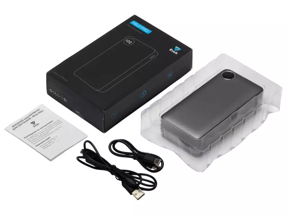 Внешний аккумулятор «Mild Pro» c быстрой зарядкой QC/PD, металлик soft-touch, 20 000 mAh — изображение 8
