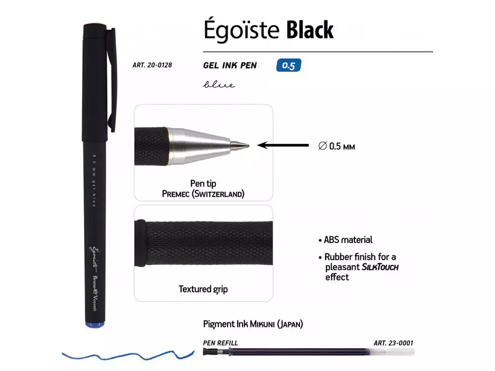 Ручка пластиковая гелевая «Egoiste Black» с лого бренда — изображение 3