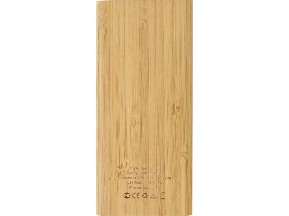 Внешний беспроводной аккумулятор из бамбука «Bamboo Air», 10000 mAh — изображение 5