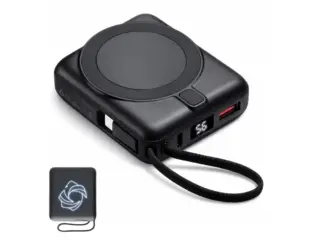 Магнитный беспроводной внешний аккумулятор c подсветкой лого «Энчант», 10000 мАч