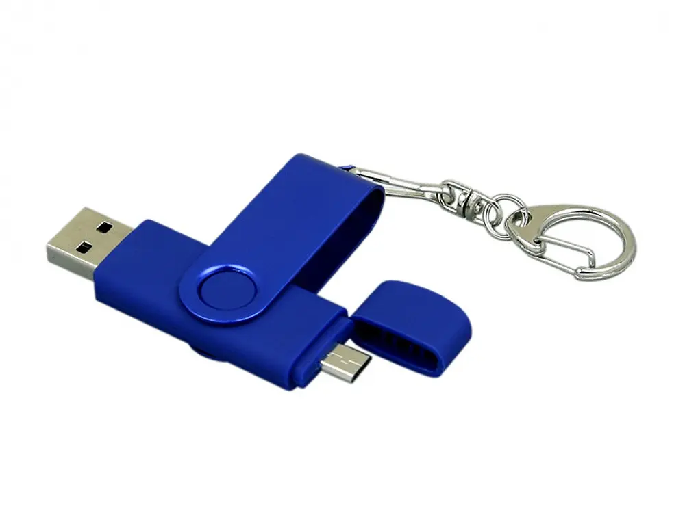 USB 2.0- флешка на 16 Гб с поворотным механизмом и дополнительным разъемом Micro USB — изображение 2