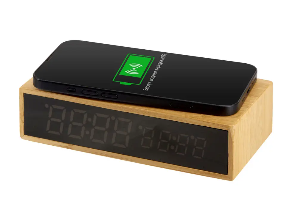 Часы настольные с беспроводной зарядкой «Index», 10 Вт — изображение 2