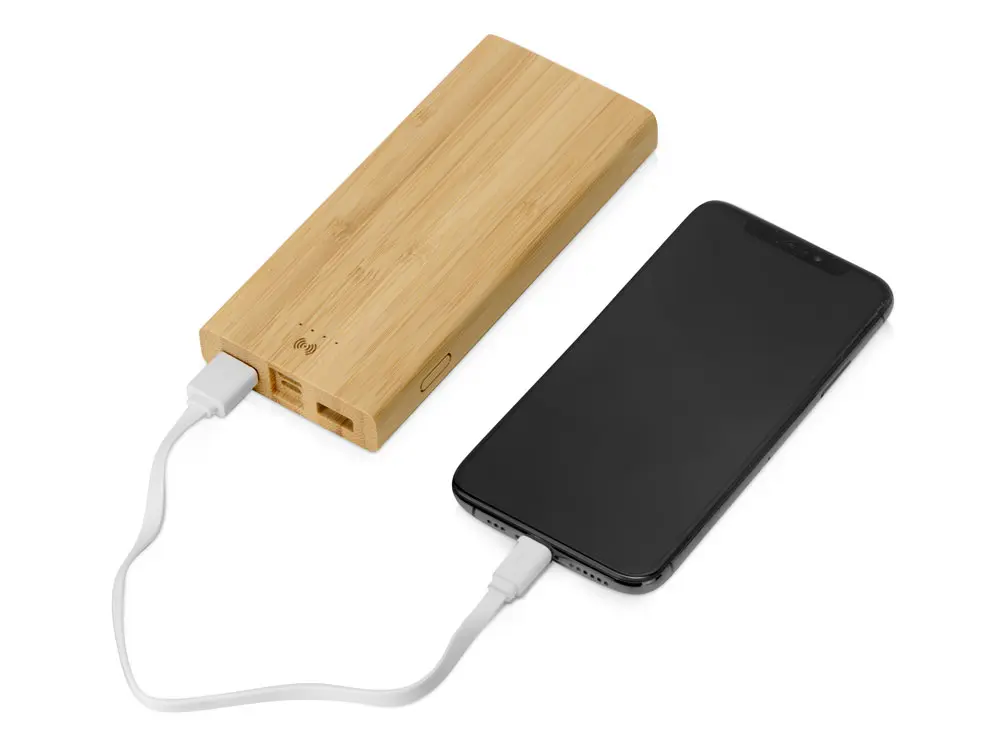 Внешний беспроводной аккумулятор из бамбука «Bamboo Air», 10000 mAh — изображение 2