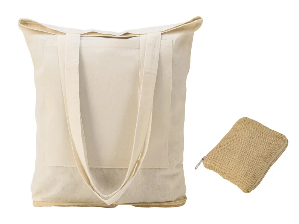 Складная сумка Jute из хлопка и джута с карманом — изображение 2