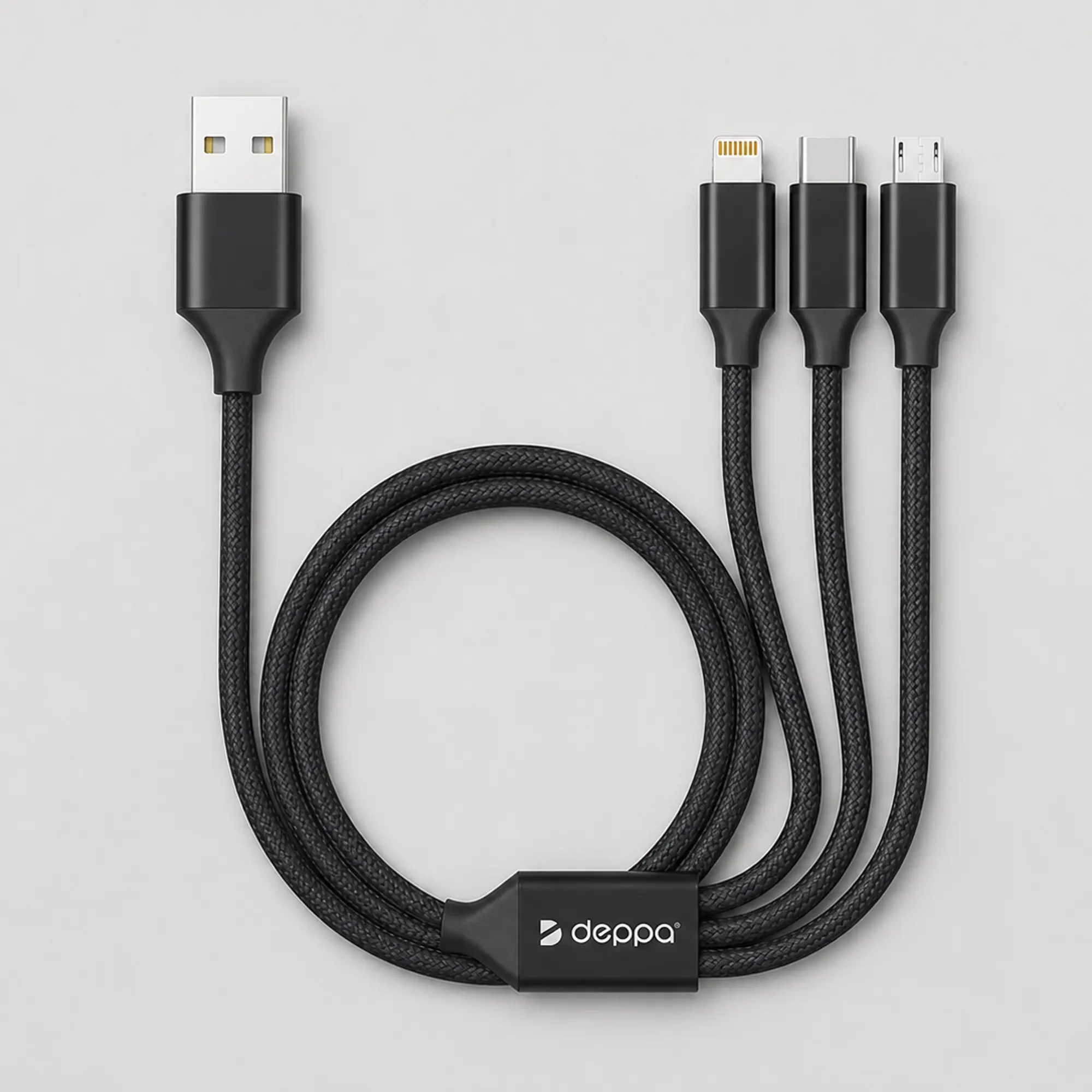 Дата-кабель 3 в 1: micro USB, USB-C, Ligthning, алюминий, 1.2м
