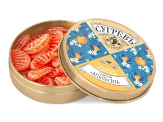 Карамель леденцовая со вкусом апельсина в банке