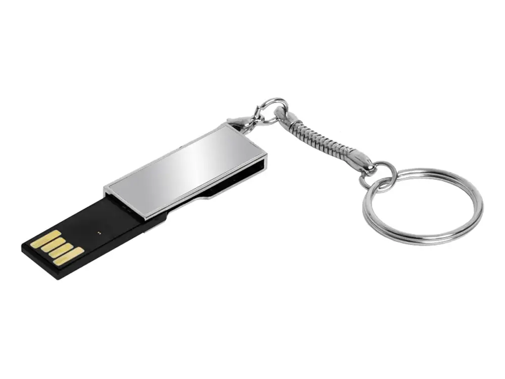 USB 2.0- флешка на 16 Гб с поворотным механизмом и зеркальным покрытием — изображение 2