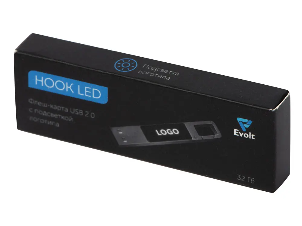 USB 2.0- флешка на 32 Гб c подсветкой логотипа «Hook LED» — изображение 10