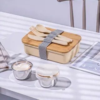 Ланч-бокс «Lunch» из пшеничного волокна с бамбуковой крышкой