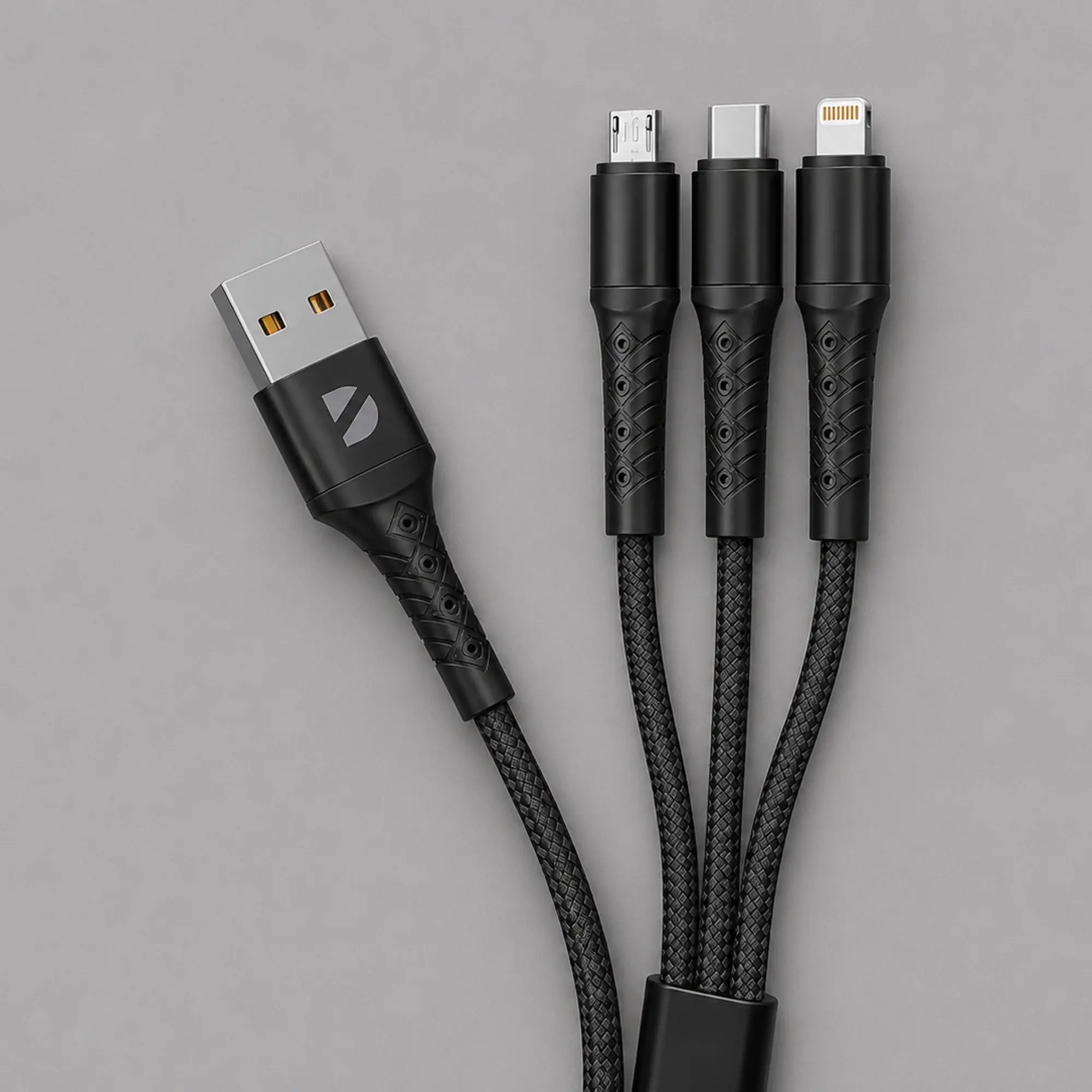 Дата-кабель Armor 3 в 1: micro USB, USB-C, Ligthning, 1.2м